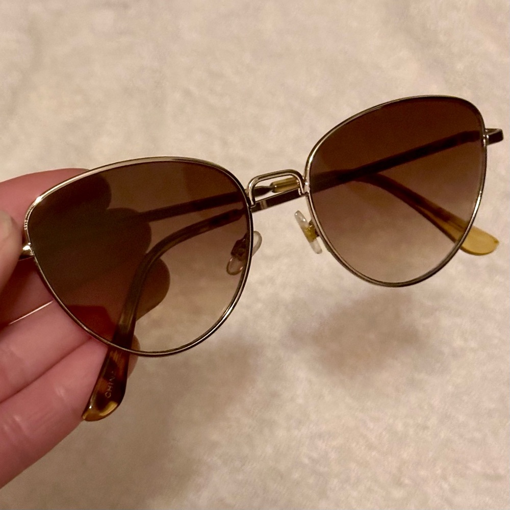 Foster Grant Gold Cat Eye Sunglasses with Brown Gradient Lenses